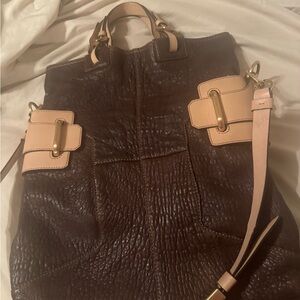 orYANY Dark Brown and Tan Leather Shoulder Bag